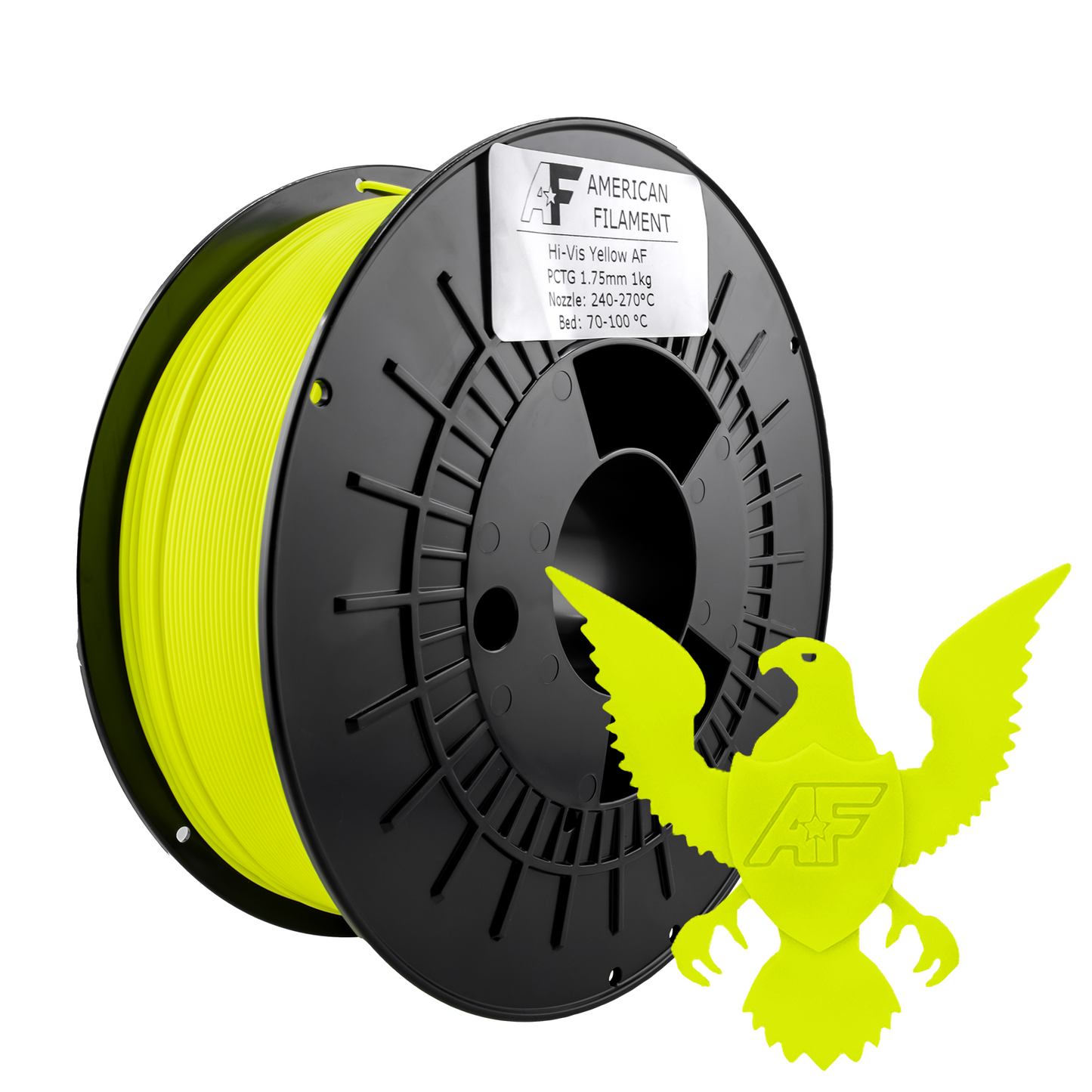 Hi-Vis Yellow AF 1.75mm PCTG Filament Made in the USA!