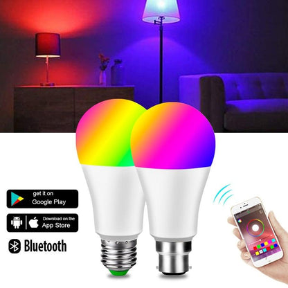 Bluetooth E27 LED Bulb RGB Smart Light Bulbs 15W B22 RGBW RGBWW Lampada Colorful Dimmable Phone APP Control LED Lamp For Home WiFi & Bluetooth 5.0, Compatible w/ Alexa & Google Without Hub, Dimmable, Music Sync, Schedules, Color Changing Light Bulb RGBW