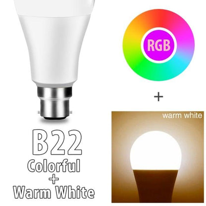 Bluetooth E27 LED Bulb RGB Smart Light Bulbs 15W B22 RGBW RGBWW Lampada Colorful Dimmable Phone APP Control LED Lamp For Home WiFi & Bluetooth 5.0, Compatible w/ Alexa & Google Without Hub, Dimmable, Music Sync, Schedules, Color Changing Light Bulb RGBW