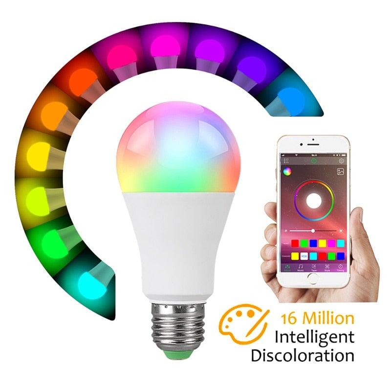 Bluetooth E27 LED Bulb RGB Smart Light Bulbs 15W B22 RGBW RGBWW Lampada Colorful Dimmable Phone APP Control LED Lamp For Home WiFi & Bluetooth 5.0, Compatible w/ Alexa & Google Without Hub, Dimmable, Music Sync, Schedules, Color Changing Light Bulb RGBW