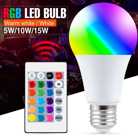 E27 Smart Control Lamp Led RGB Light Dimmable 5W 10W 15W RGBW Led Lamp Colorful Changing Bulb Led Lampada RGBW White Decor Home  RGBW Color Changing Light Bulbs with Remote Control 60W Equivalent, Memory Function Dimmable LED Bulb for Home Decor