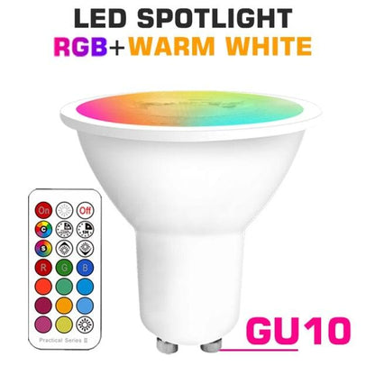 Smart For Home LED Light Bulb E27 E14 GU10 B22 220V 110V  Spot Magic Changeable Lamp Lampada+IR Control Decoration RGB White  Compatible with Alexa Google Home, RGBCW Smart GU10 Bulb, WiFi Smart LED Spot Light Bulb Indoor Decoration