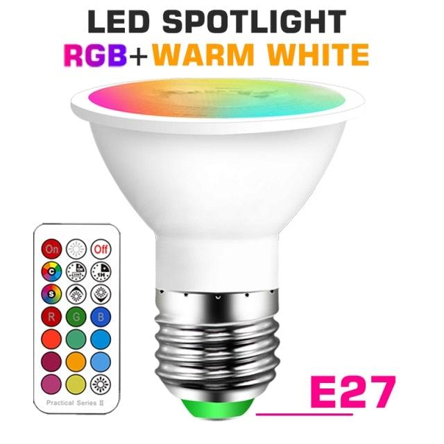 Smart For Home LED Light Bulb E27 E14 GU10 B22 220V 110V  Spot Magic Changeable Lamp Lampada+IR Control Decoration RGB White  Compatible with Alexa Google Home, RGBCW Smart GU10 Bulb, WiFi Smart LED Spot Light Bulb Indoor Decoration